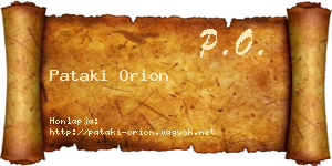 Pataki Orion névjegykártya